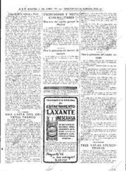 La página donde se públicó la carta de Franco, el 21 de abril de 1931