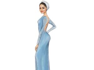 Hiba Abouk en «El Príncipe» con vestido de Jorge Vázquez